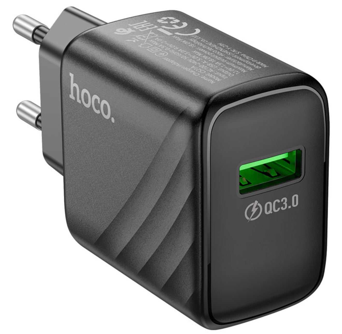 HOCO CS21A Caricatore da Parete USB-A 18W QC3.0 – Presa EU – Nero