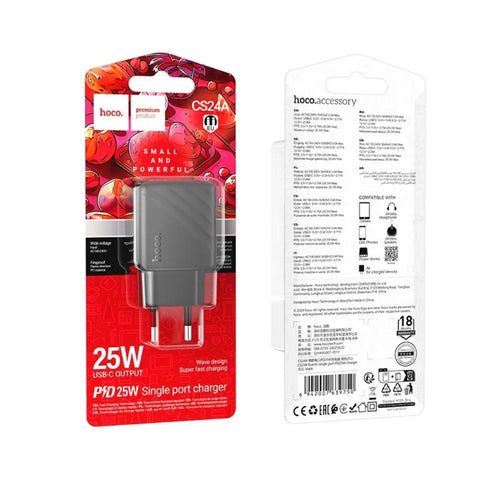 HOCO CS24A Caricatore da Parete USB-C 25W Power Delivery – Presa EU – Nero