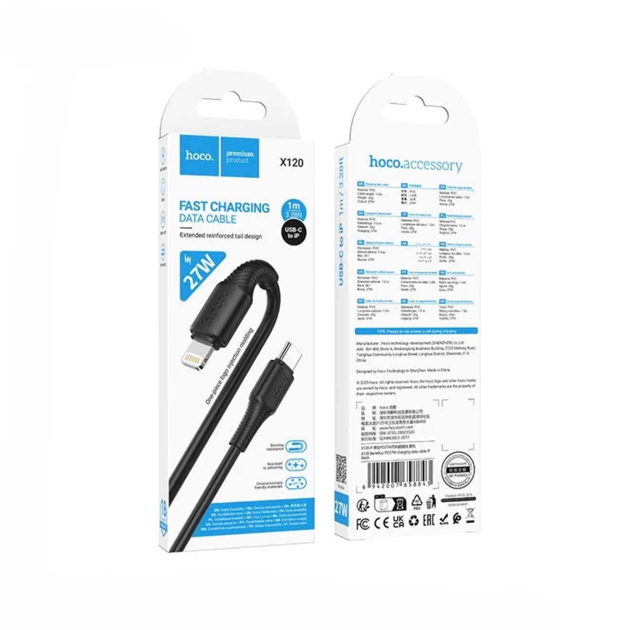 HOCO X120 Cavo USB-C a Lightning PD 27W – 1 m – Nero